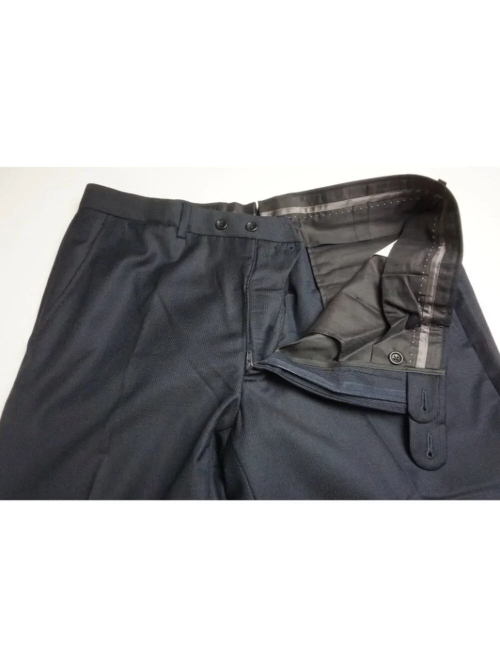Flannel Bay Blue Pinstriped S110s Wool 2 Pc Suit Jacket Pants 44 Brand New